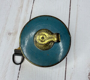 Vtg "Favorite" Brand Blue Diamond Manual Wind Up Cloth Tape Measure 25 feet